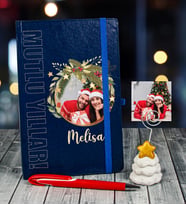 eJOYA Yeni Yıla Özel Defter Kalem Ve Fotoğraflı Çam Ağacı Notluk Hediye Seti 91098 (Lacivert)