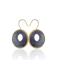 Kadir Jewellery 22 Ayar Altın Kaplama Kadın Taşlı Küpe -El İşçiliği Ve Hipoalerjenik Küpe (Mor)