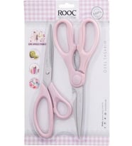 Rooc Premium Serisi Ergonomik Saplı Çelik Gıdaya Temasa Uygun 2'li Mutfak Makası (Pembe)