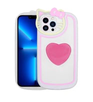 Uyumlu Model Apple iPhone 12 Pro Max Kılıf Kedi Figürlü Pop Soketli Kapak (Koyu Pembe)
