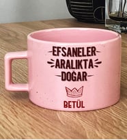 Kişiye Özel Efsaneler Aralıkta Doğar Hediye Pastel Fincan Doğum Günü Hediyesi (Pembe)