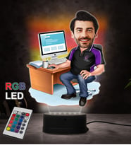 Doğum Günü Hediyesi,Sevgiliye Hediye, Kişiye Özel Fotoğraflı Yazılımcı Karikatür 3D Led Lamba (RGB)