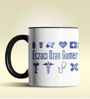 Kişiye Özel Eczacı 2 Tasarımlı Turuncu Kupa Bardak (Siyah)
