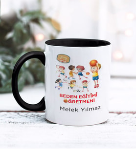 Beden Eğitimi Öğretmeni Tasarımlı Kişiye Özel Kupa Bardak (Siyah)