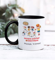 Beden Eğitimi Öğretmeni Tasarımlı Kişiye Özel Kupa Bardak (Siyah)