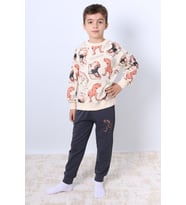 ERKEK ÇOCUK EŞOFMAN TAKIMI DİNOZOR BASKILI RİBANALI F5 (Turuncu)