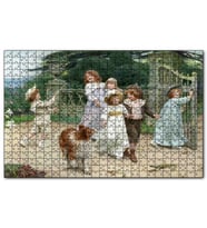 Cakapuzzle Bahçe Kapısı Önünde Çocuklar ve Köpekleri Puzzle Yapboz MDF (Ahşap) (255 Parça)