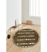Dijital Baskılı Kaymaz Taban Yıkanabilir Yuvarlak Salon Halısı Koridor Halısı Paspas NDY-SD-1011 (Kahverengi)