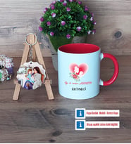 Anneler Günü Hediyesi Kupa Bardak Beyaz ve Fotoğraflı Ahşap Anahtarlık Hediye (Model 2)