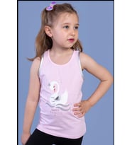 Toontoy Kız Çocuk Kuğu Baskılı Atlet (Açık Pembe)