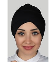 Çapraz Dış Tesettür Bonesi Penye (Lacivert)