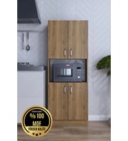 Roma Çok Amaçlı Dolap Kapaklı Bölmeli Mikrodalga Fırın Mutfak Balkon Banyo MDF (Ceviz)