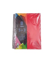 5+3 Ayraçlı Defter 8 Konulu 200 Yaprak 1 Adet 5 Kareli 3 Çizgili Spralli Plastik Kapak Seperatörlü (Kırmızı)