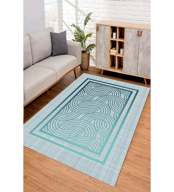 Dijital Kaymaz Taban Yıkanabilir Renkli Salon Halısı Mutfak Halısı Yolluk ND-SD-834 (Mavi)