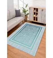 Dijital Kaymaz Taban Yıkanabilir Renkli Salon Halısı Mutfak Halısı Yolluk ND-SD-834 (Mavi)