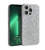 Microsonic Apple iPhone 13 Pro Kılıf Bling Rhinestones Siyah (Gümüş)