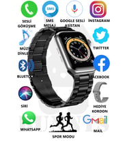 Xiaomi Uyumlu Watch 8 Pro Metal Kordonlu Akıllı Saat 45mm Nfc Özellikli Bt Çağrı Destekli (Siyah - Gümüş)