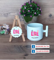 Ebe Kupa Bardak Kırmızı ve Ahşap Anahtarlık Hediye (Model 11)