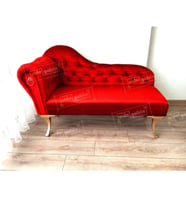 Dekoratif Bihter Koltuk Josefin Puf 120 cm Gold Ayak (Kırmızı)