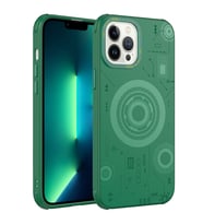 Apple iPhone 13 Pro Max Kılıf Zore Wireless Şarj Özellikli Desenli Hot Kılıf (Koyu Yeşil)