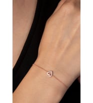 Elika Silver Kadın Kalp Model 925 Ayar Gümüş Bileklik (Rose)
