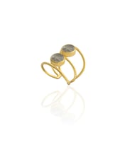 Kadir Jewellery 22 Ayar Altın Kaplama Kadın Zirkon Taşlı Yüzük (Gri)