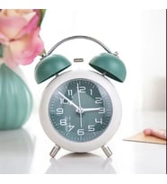 Güçlü Uyandırma Çalar Saat Minimalist Yaratıcı Öğrenci Çocuk Mekanik Metal Çan Dilsiz Gece Lambası (Yeşil)