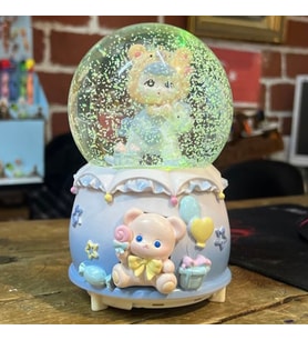 Deniz Kızı Temalı Büyük Boy Müzikli Işıklı Kar Küresi (Mavi)