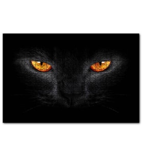 Cakapuzzle Kara Kedi ve Sarı Gözleri  Puzzle Yapboz MDF (Ahşap) (255 Parça)