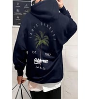 California Baskılı Oversize Sweatshirt (Lacivert)