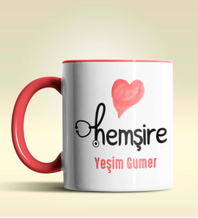 Kişiye Özel Hemşire 2 Tasarımlı Turuncu Kupa Bardak (Kırmızı)