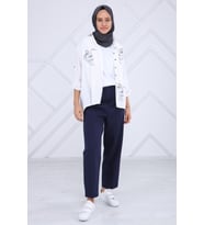 Kadın Beli Lastikli Pileli Pantolon 5272 (Lacivert)