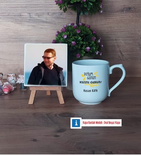 Doğum Günü Hediyesi Fotoğraflı Dekoratif Taş, Kupa Bardak Beyaz Hediye (Model 5)