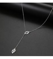 Kişiye Özel 925 Ayar Gümüş İç İçe Minimal Yaprak Kolye Kolye (Gümüş)