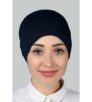 Hazır Pratik Geçmeli Lastikli Tesettür Bone (Lacivert)