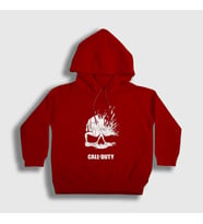 Presmono Unisex Çocuk Beyaz Skull Call Of Duty Kapüşonlu Sweatshirt 27241tt (Kırmızı)