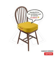 XPERMATE 2'li StandartFit Oval Sandalye Minderi Fermuarlı Yıkanabilir Kılıf Bağcıklı Su ve Yağ İtici 42x42x5 cm (Sarı)