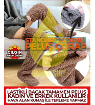 Pelüş Uzun Yünlü Çorap,welsoft Çorap,diz Üstü Çorap,bacak Isıtıcı,peluş Çorap,panduf Çorap (Kahverengi)