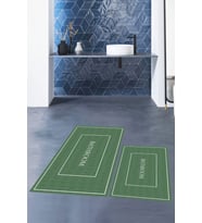 EVDEYA Dijital Baskılı Yıkanabilir Sade Bathroom Yazılı Banyo Paspası Klozet Takımı, KLOZET-4-GRİ, (Yeşil)