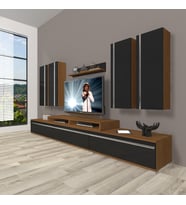 Decoraktiv Ekoflex 8d Mdf Tv Ünitesi Tv Sehpası (Siyah - Ceviz)