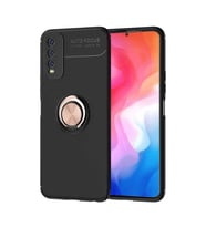 Vivo Y20S Kılıf Zore Ravel Yüzüklü Silikon Kılıf (Rose)