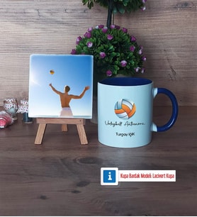 Voleybol Antrenörü Fotoğraflı Dekoratif Taş, Kupa Bardak Beyaz Hediye (Model 3)