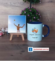 Voleybol Antrenörü Fotoğraflı Dekoratif Taş, Kupa Bardak Beyaz Hediye (Model 3)
