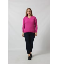 Y6328 FINDIK ÖRGÜ DETAYLI TRİKO  KAZAK (Pembe)