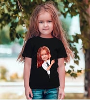BK Gift Kişiye Özel Kız Çocuk Karikatürlü Beyaz T-Shirt-1 (Siyah)