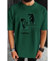 Erkek La California 1987 Baskılı Oversize Tshirt (Yeşil)