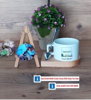 Laborant Kupa Bardak Beyaz ve Fotoğraflı Ahşap Anahtarlık Hediye (Model 8)