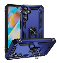 Samsung Galaxy A15 Uyumlu Kılıf Standlı Manyetik Yüzüklü Military Magnetic Ring Polycarbonate and TPU Case (Lacivert)