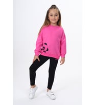 Toontoy Kız Çocuk Baskılı Taytlı Takım (Fuşya)