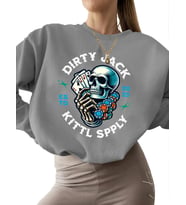 Bej kadın 3 iplik şardonlu unisex bisiklet yaka kalın Sweatshirt Sweatshirt Kirli jack Baskılı erkek (Gri)